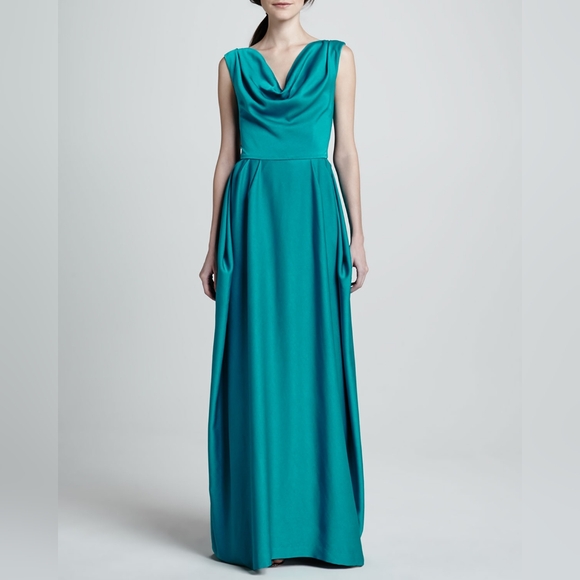 Alice & Olivia Gretchen Open Back Teal Dress Size 4 - Picture 2 of 14